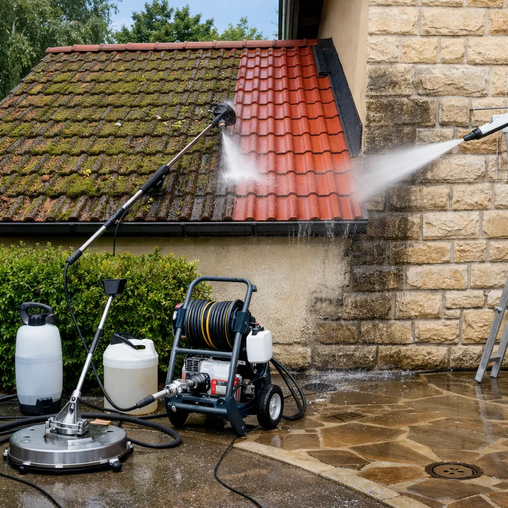 Démoussage toiture et nettoyage extérieur à Roussay